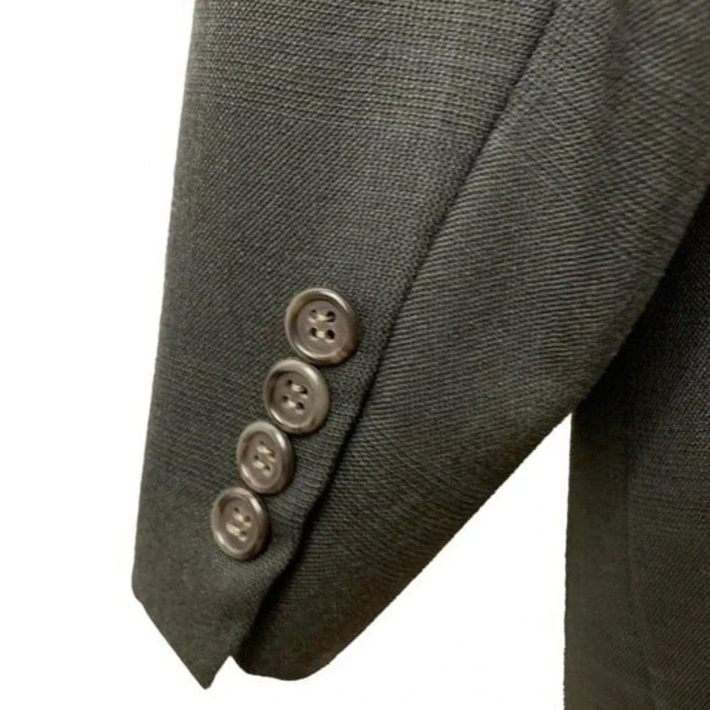 Bill Blass‎ Jacket Mens Blazer Green Windowpane Vented Notched Lapel Classic